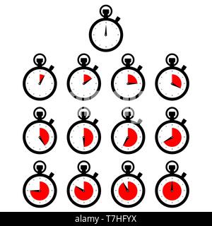Schwarzer Kreis chronometer Timer zählen Ticken set Symbol Vektor illustration Stock Vektor