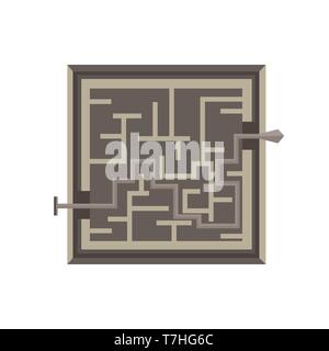 Labyrinth Labyrinth Vektor Spiel Abbildung isoliert Beenden Symbol Stock Vektor