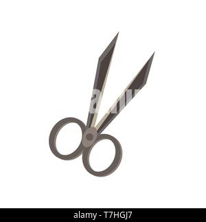 Vektor scissor Flachbild Symbol isoliert. Design symbol Abbildung, schwarz, Werkzeug, style, Haare, anpassen. Haarschnitt Linie trimmen Silhouette clip Haar Stock Vektor