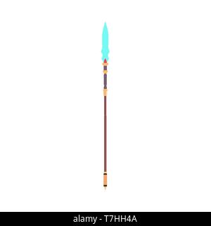 Speer fantasy Flachbild cartoon Spiel equipment Vektor. Waffe alte Abbildung Stock Vektor
