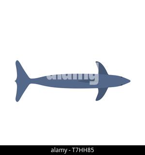 Dolphin blau Säugetier Kunst grafisches Symbol Vektor icon. Tier Sea Aquarium Illustration zeigen Ansicht von oben. Stock Vektor