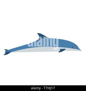Dolphin blau Säugetier Kunst grafisches Symbol Vektor icon. Tier Sea Aquarium Illustration zeigen von der Seite. Stock Vektor