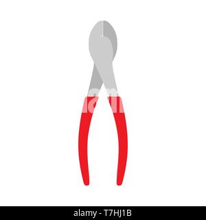 Diagonale Zange roter Schraubenschlüssel Werkzeuge mechanisches Design vector Symbol. Manuelle Tischler macht reparieren Baumaschinen Stock Vektor