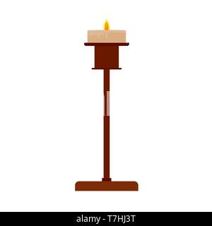 Сandlestick Inhaber Dekoration traditionelle Symbol religiöser flach Messing Kerze Vektor icon. Elegante antike Luxus Licht Stock Vektor