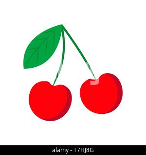 Cherry Red natürlichen Blüte Bio gesund Vektor icon. Köstliche Werk Obst isoliert. Berry sweet Zutat Essen Stock Vektor
