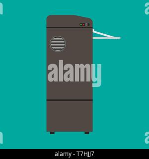 Aktenvernichter Abfälle Privatsphäre Schreibarbeit Sicherheit Vektor icon. Office Maschine Datei zerstören Arbeit abgerissen Stock Vektor