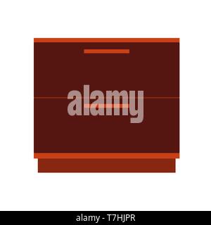 Nachttisch gemütliches Appartement mit eleganten Vektor Symbol Symbol. Indoor innenkarton Möbel Nachttisch. Flache Schubladen Stock Vektor