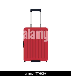 Koffer reisen Vorderansicht Vektor icon. Gepäck Ferienhäuser Tasche isoliert weiß. Reise Griff Braun Trolley valise Stock Vektor