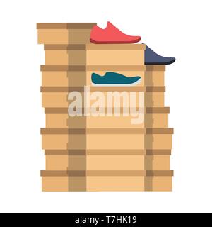 Schuhkarton vektor Icon Design Verpackung retail Karton Papier Produkt. Container bei Verkauf von flachen Boot Kollektion Zubehör Shop Stock Vektor