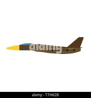 Militärflugzeuge Seitenansicht Vektorsymbol aviation Kampfjet. Krieg Ebene isoliert Bomber Kraft. Cartoon marine Kriegsführung Maschine Stock Vektor