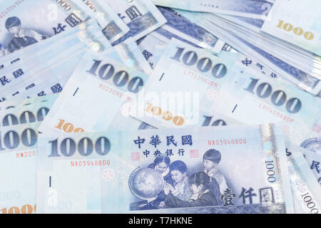 1000 neue Taiwan-Dollar isoliert auf weißem Hintergrund Stockfoto
