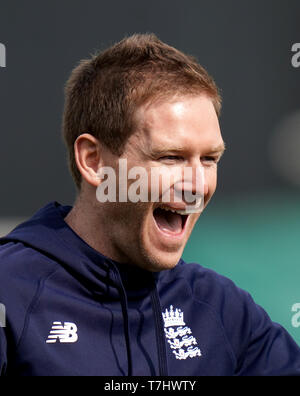 Englands Kapitän Eoin Morgan während der Netze Sitzung am Kia Oval, London. Stockfoto