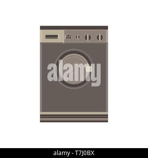 Vektor Waschmaschine flachbild Symbol isoliert Vorderansicht Abbildung. Elektronische Haus trocken Home Elektrische Stock Vektor