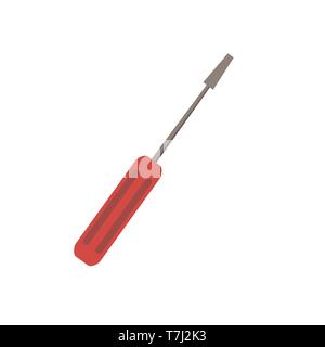 Schraubendreher flach Symbol Festziehen der Schraube. Tool zum Reparieren. Mechaniker oder Techniker Instrumente. Support Vector isoliert Abbildung auf Weiß Stock Vektor
