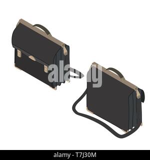 Aktenkoffer isometrische Symbol Vektor isolierten Fall Geschäft kurze Abbildung Tasche Stock Vektor