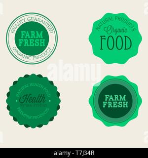 Vektor farm Badge Set frische organische Elemente. Vintage Style Labels für natürliche Lebensmittel und Getränke, Produkte, die biologisch-dynamische Landwirtschaft auf die Natur zurück Stock Vektor