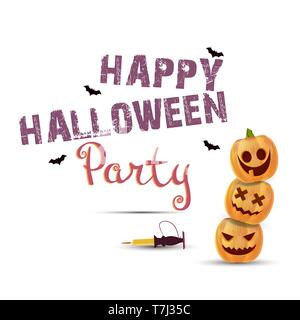 Halloween Party Poster mit Kürbissen Vector Illustration gruss Tapete. Dekoration Geheimnis hat Konzept urlaub Symbol, Nacht, Vorlage, orange. G Stock Vektor