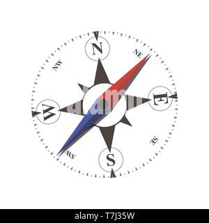 Kompass Vektor flacher Pfeil alte Abbildung meer Navigation Travel isoliert nautische Rose star Symbol Stock Vektor