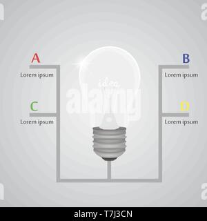 Glühbirne info grafisches Element realistische Vorlage Vektor Stock Vektor