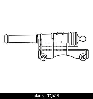 Cannon line Symbol auf weißem Hintergrund. Übersicht thin Artillerie Piktogramm Waffe Vektor. Stock Vektor