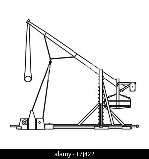 Trebuchet Linie Symbol auf weißem Hintergrund. Übersicht thin vintage Katapult Maschine Vektor. Stock Vektor