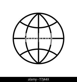 Weltweit Linie Symbol auf weißem Hintergrund. Übersicht thin Netzwerktechnik Vektor. Stock Vektor