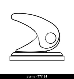 Hole Puncher Linie Symbol auf weißem Hintergrund. Umrisse dünnes Papier Ausrüstung Werkzeug Vektor. Stock Vektor