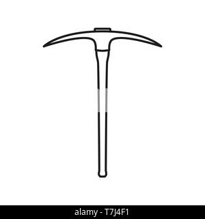 Spitzhacke Linie Symbol auf weißem Hintergrund. Umrisse dünne Konstruktion Werkzeug Ausrüstung Vektor. Stock Vektor