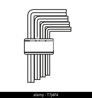 Inbusschlüssel Linie Symbol auf weißem Hintergrund. Übersicht thin Industrie anlagen Vektor. Stock Vektor