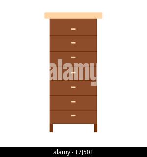 Schublade brown box Style Ausrüstung retro mit Regal. Apartment zeitgenössische einfache Holzmöbel Stock Vektor