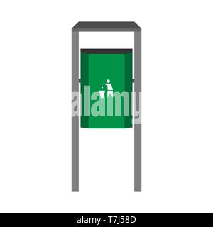 Straße bin grüne Vektor Seite Symbol anzeigen. Entsorgung Ökologie junk verweigern Konzept. Industrie Müll Müll Stock Vektor