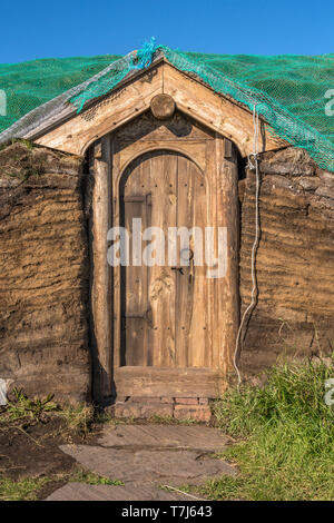 Thjodhildur Kirche, Qassiarsuk oder Brattahlid, Südgrönland Stockfoto