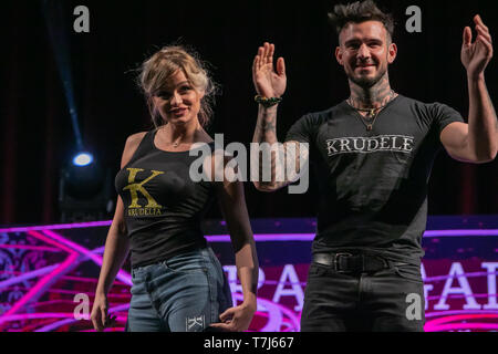 Palermo, Italien. 05 Mai, 2019. Mercedesz Henger und Lucas Peracchi während der Gran Gala Moda in Palermo. Credit: Antonio Melita/Pacific Press/Alamy leben Nachrichten Stockfoto