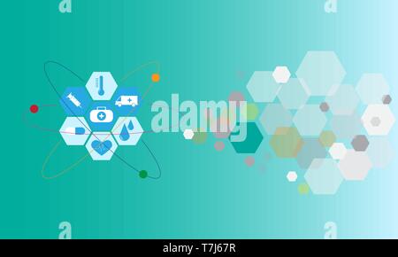 Healthcare Technologie grafik design Flachbild Symbole in Paragon Form Stock Vektor