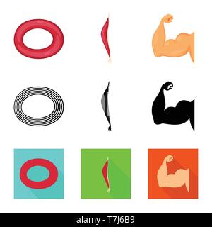 Isoliertes Objekt der Faser und muskulös. Satz von Faser- und Körper vektor Illustration. Stock Vektor