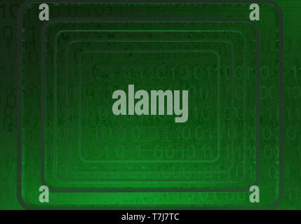 Green Screen Space, Cyberspace virtuelle Realität abstrakten 3D-Darstellung, horizontal Stockfoto