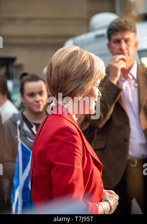 Nicola Sturgeon interviewt worden, die schottische Unabhängigkeit Volksabstimmung 2014, Perth und Kinross, Schottland, Großbritannien Stockfoto