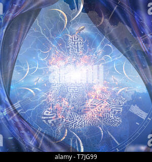 Raum der Meditation. Burning Man im Lotussitz Stockfoto