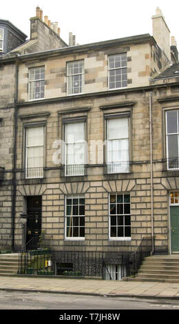 17 Heriot Row, Edinburgh, Schottland, Großbritannien, das ehemalige Wohnhaus des berühmten Schriftstellers Robert Louis Stevenson. Stockfoto