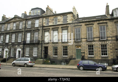 17 Heriot Row, Edinburgh, Schottland, Großbritannien, das ehemalige Wohnhaus des berühmten Schriftstellers Robert Louis Stevenson. Stockfoto