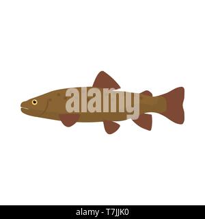 Forellen fischen Seitenansicht Vektor icon Abbildung. Tierische Nahrung meer Tierwelt Natur. Ozean bass Cartoon symbol Kunst Stock Vektor