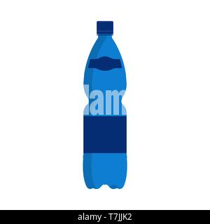 Wasserflasche Vektorsymbol trinken. Kunststoff blau trinken Flüssigkeit Behälter isoliert. Mineral soda Symbol cap. Flache einfache vertikale Paket Stock Vektor