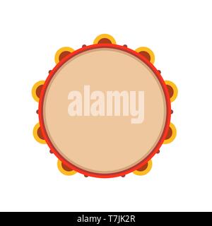 Tamburin instrument Vektor icon Abbildung Musik. Isolierte drum rhythm Percussion. Folk Band rot Ausrüstung Pauke Stock Vektor