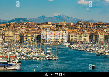 Panoramablick auf Marseille und alten Hafen Stockfoto