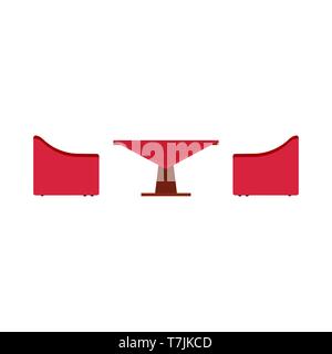 Cafe Table Side View Vektor flachbild Symbol Abbildung. Restaurant cartoon Food Dinner Gartenmöbeln. Innere Stadt Bistro Stock Vektor