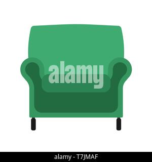 Sessel Vorderansicht Vektor-illustration Inneneinrichtung. Isolierte rliving Zimmer cartoon Symbol. Flache indoor einfach sitzen Stock Vektor