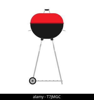 BBQ rot vecot Symbol essen Grill Party. Fleisch kochen Rindfleisch Feuer Menü. Grill Sommer Picknick Flachbild urlaub Mittagessen. Stock Vektor