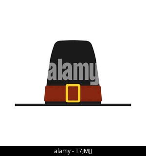 Pilgrim hat Vektorsymbol Cartoon Illustration. Thanksgiving feiern Feiertag Tag. Schwarzes Symbol Ernte flacher Deckel Stock Vektor