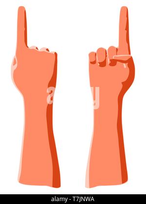 Zeigefinger angehoben als Geste oder Konzept der Idee, die für die Kommunikation oder um Aufmerksamkeit zu erregen Stockfoto