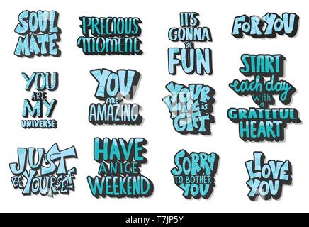 Satz von Anführungszeichen isoliert. Motivierende handschriftliche Schriftzug Collection. Inspirierend Plakat zitiert. Vector Farbe text Abbildung. Stock Vektor